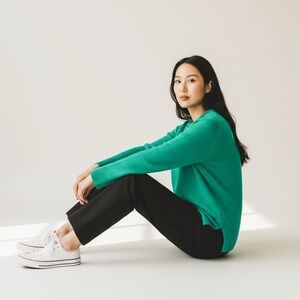 Talbots 100% Cashmere Green Sweater - Cozy Crewneck